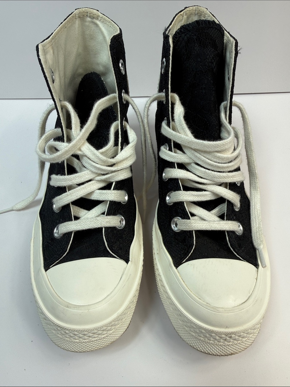 Converse Chuck 70 Lace Overlay High Top Sneakers Black 7.5 - Picture 3 of 8